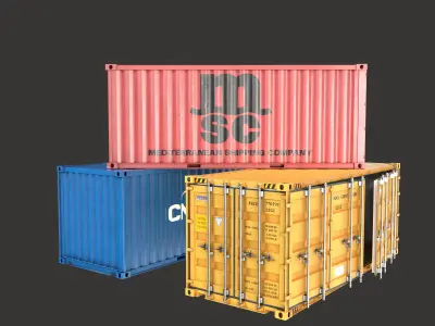 20 FT Side Opening Container Low-poly 3d model Low-poly 3D model