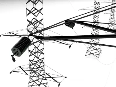 Powerline of Electric Transmission Towers 3D model