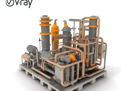 Industrial Processing Plant D Model Pack Low-poly 3D model