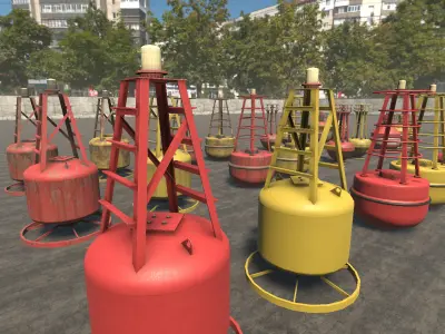 Buoys Collection Low-poly 3D model