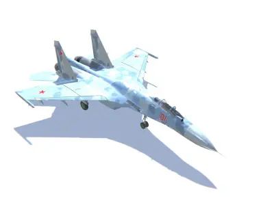 SU-27 Flanker Jet Fighter Aircraft Low-poly 3D model