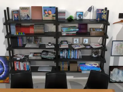 Recreational Art Room with Furniture and Library 3D model