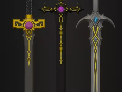 3in1 Arcane Blade Pack Simple Series I Low-poly 3D model