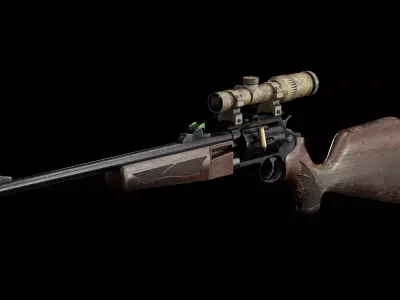 GAME READY REVOLVER RIFLE with SCOPE PBR RIGGED Low-poly 3D model