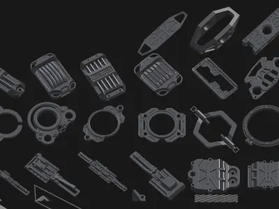 200 Hard Surface Detail Kitbash 3D model