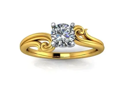 Vintage one Carat Solitaire scroll art design engagement ring  3D print model purchase