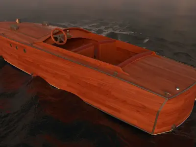 Vintage Boat - Nelson Zimmer Palm Beach 22 - Rigged and Animated Low-poly 3D model