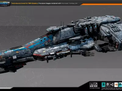 Sci Fi Battleship G6  Low-poly 3D model
