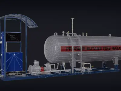 LPG Propane-Butane Fuel Station Low-poly 3D model