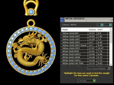 Chinese Dragon Pendant 3D print model 3D print model 3D print model