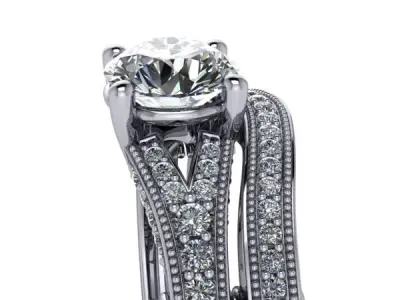 Engagement Ring Vintage Filigree Ring Milgrain Art Deco Antique  3D print model