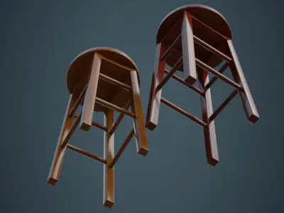 Stool 2A Low-poly 3D model