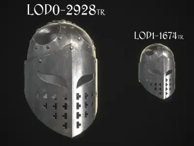 Knight Helmet 02 Low-poly 3D model