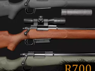 R700 Sniper Rifle Low-poly 3D model
