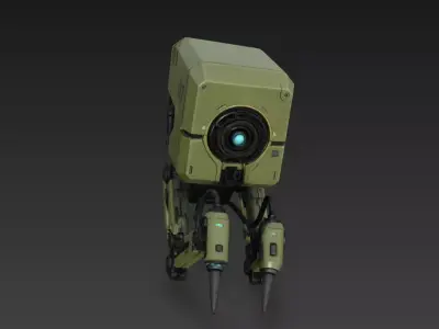Sci-Fi Industrial Repair Drone - High-Poly PBR Robotic Worker 07 3D model