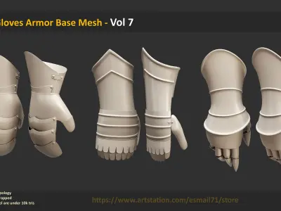 15 Gloves Armor Base Mesh - Vol 7 Low-poly 3D model