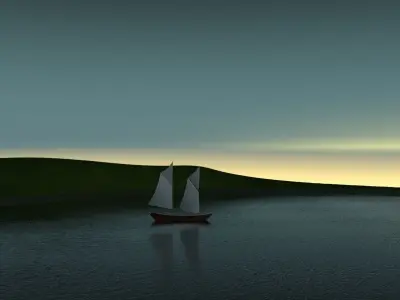 Sailboat in water Free 3D model