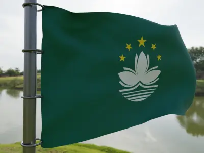 Animated Macau Flag 3D model