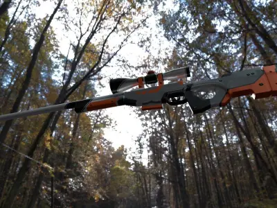 Sniper AWP Asiimov  Low Poly  PBR Low-poly 3D model