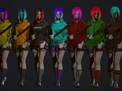 Survivor Girl 3 Low-poly 3D model
