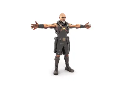 Steampunk Artisan with Intricate Attire Low-poly 3D model