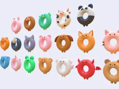 Lifebuoy animal Pack 01 Low-poly 3D model