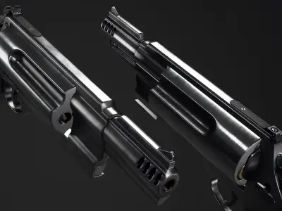 PBR 50 Cal Revolver Low-poly 3D model