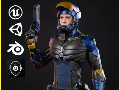 Modular Sci-fi Character 02 Low-poly 3D model