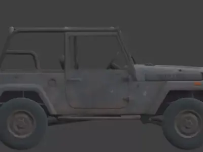 Destroyed Military Jeep 4x4 3D  Low-poly 3D model