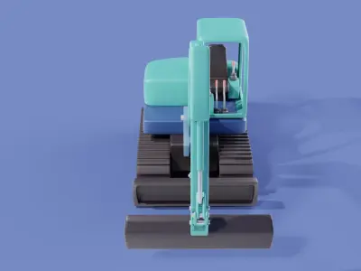 Cartoon Excavator Machinery Low-poly 3D model