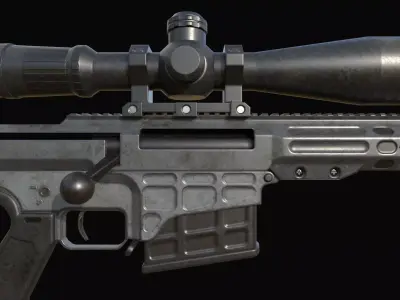Barrett MRAD Sniper Rifle Low Poly for Games Low-poly 3D model