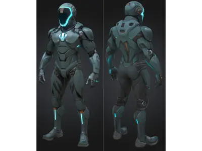 Futuristic Sci Fi Armored Soldier Low-poly 3D model