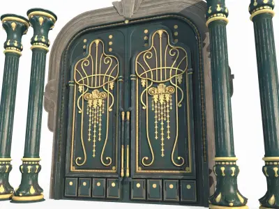 Construction of ancient building gates 3D model