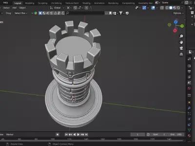 Medieval Roman Rook Chess Piece 3D print model