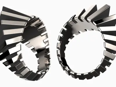 Modern Style Silver Rings Collection 3D model