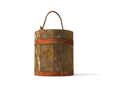 Dirt Wooden Bucket 02 Low-poly 3D model