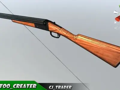 Shotgun riffle low poly 3d model Low-poly 3D model