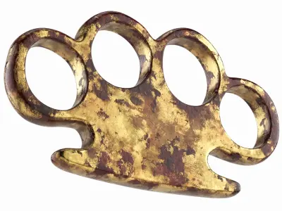 Vintage Heavy Brass Knuckles with Blood Traces 3D model