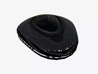 Alien Spaceship UFO C10 Full Black - Sci Fi Spacecraft Design Low-poly 3D model