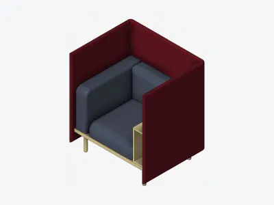 Sofa - Contemporary - Flame - Chair - Armrest Shelf - Right Low-poly 3D model
