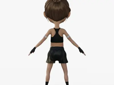 Cartoon Boxer girl Rigged 3D model