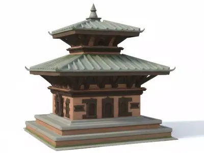 Historic Pagoda Temple Architecture  Ultra Detailed 3D Asset Low-poly 3D model