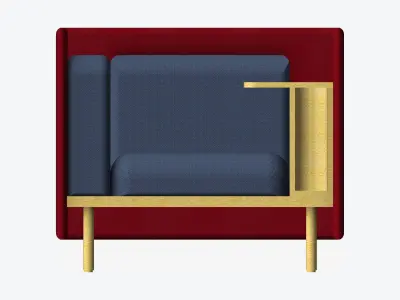 Sofa - Contemporary - Flame - Chair - Work Shelf - Right Low-poly 3D model