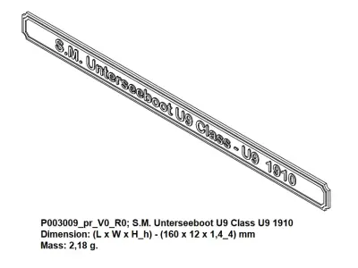 Nameplate - SM Unterseeboot U9 Class U9 1910 3D print model