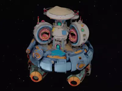 Vorath Prime   Bio Mechanical Space Station 3D model