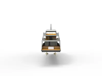 silver yacht 3D model