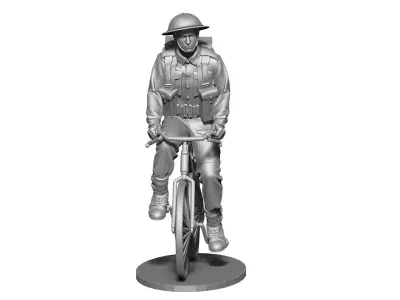 British soldier  ww2 with bicycle  3D print model