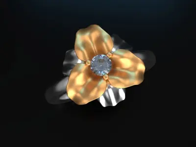 Two Part Printable Flower Ring  3D print model