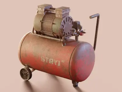 Vintage air compressor Low-poly 3D model