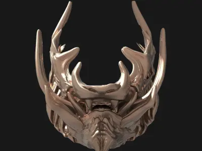 Horned lion mask 2  3D model